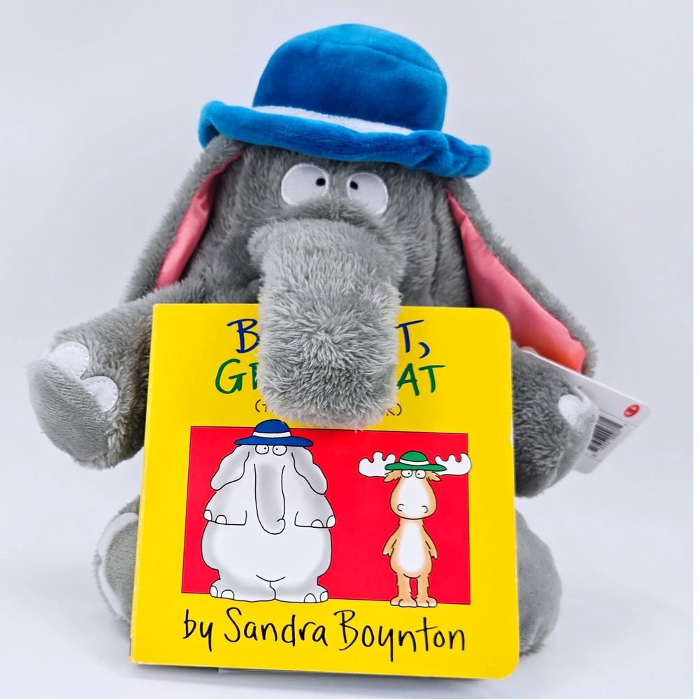 Kohl's Cares Sandra‎ Boynton Blue Hat Green Hat Elephant Plush & Book Set NWT